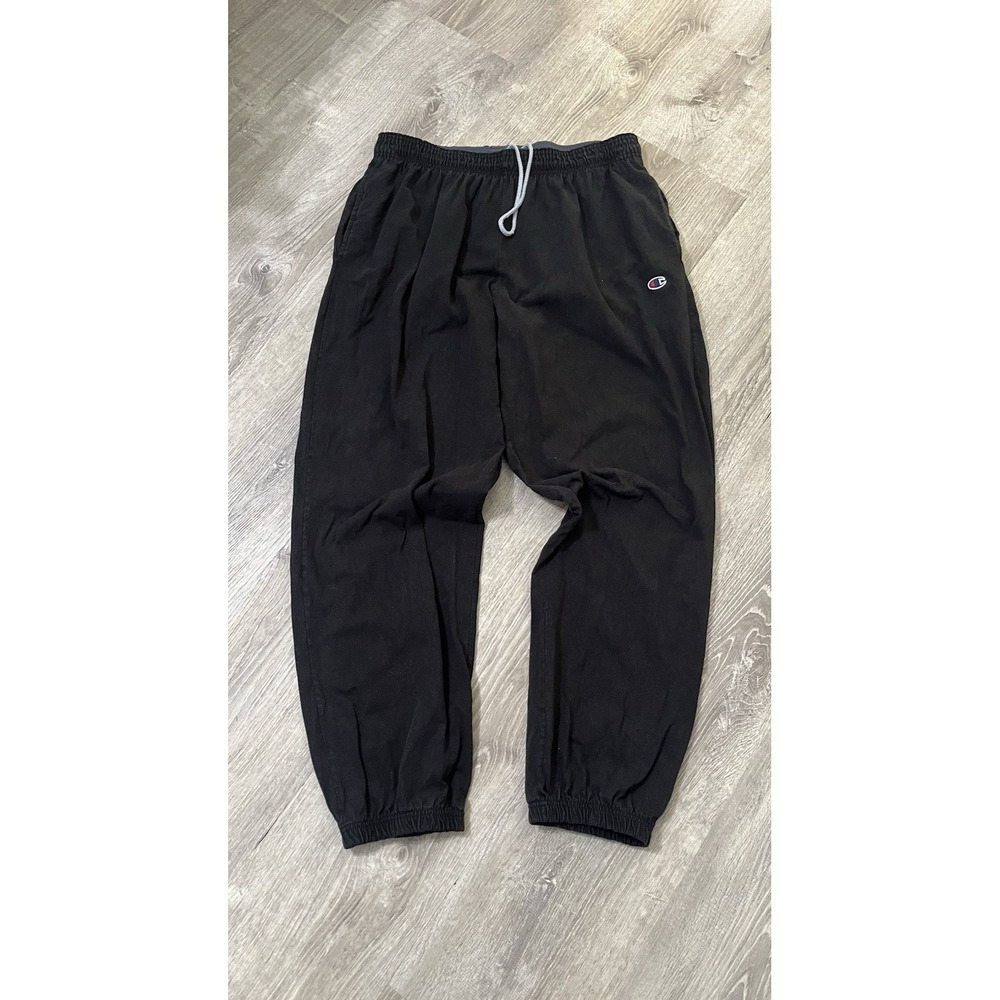 90s Baggy Champion Sweatpants Lounge Mens Sz 2XL Black Jogger Embroidered